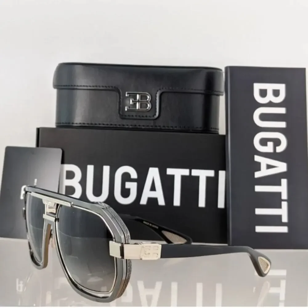 New! BUGATTI 08-GM/WG Stylish Gunmetal White Gold Sunglasses, Authentic